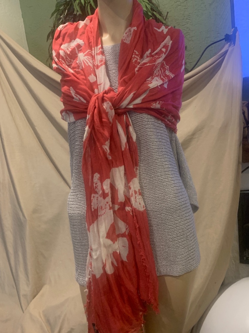 Blue pacific butterfly print scarf